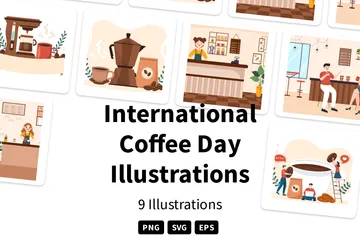 Dia Internacional do Café Pacote de Ilustrações