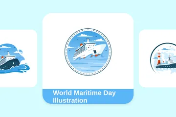 Dia Marítimo Mundial Pacote de Ilustrações