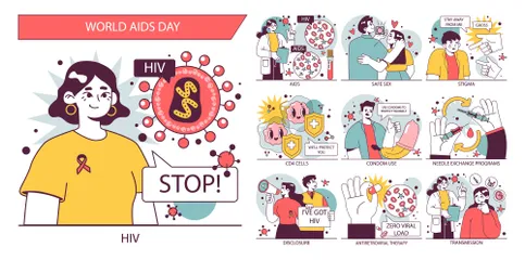 Dia Mundial da Aids Pacote de Ilustrações