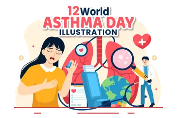 Dia Mundial da Asma Pacote de Ilustrações