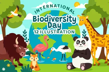 Dia Mundial da Biodiversidade Pacote de Ilustrações