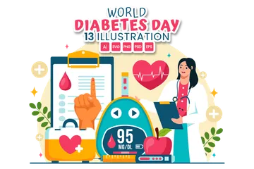 Dia Mundial do Diabetes Pacote de Ilustrações