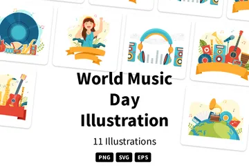 Dia Mundial da Musica Pacote de Ilustrações
