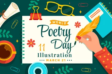 Dia Mundial da Poesia Pacote de Ilustrações