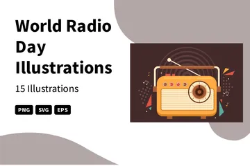 Dia Mundial da Rádio Pacote de Ilustrações
