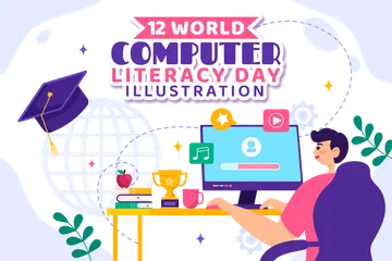 Día Mundial de la Alfabetización Informática Paquete de Ilustraciones