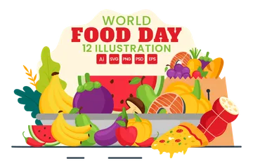 Día Mundial de la Alimentación Paquete de Ilustraciones