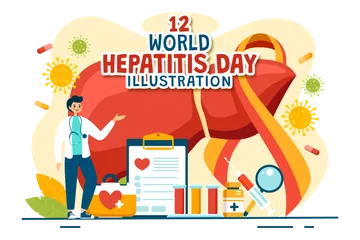 Día Mundial de la Hepatitis Paquete de Ilustraciones