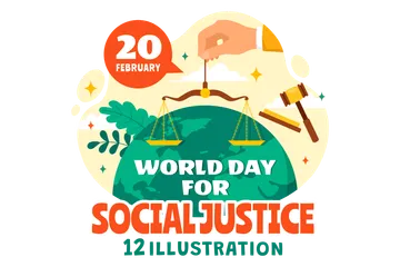 Día Mundial de la Justicia Social Paquete de Ilustraciones