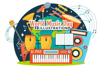 Día Mundial de la Música Paquete de Ilustraciones