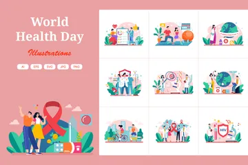 Día mundial de la salud Paquete de Ilustraciones