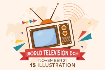 Día Mundial de la Televisión Paquete de Ilustraciones