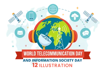 Día Mundial de las Telecomunicaciones y la Sociedad de la Información Paquete de Ilustraciones