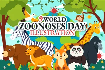 Día Mundial de las Zoonosis Paquete de Ilustraciones