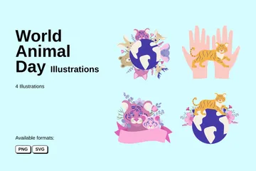 Día Mundial de los Animales Paquete de Ilustraciones