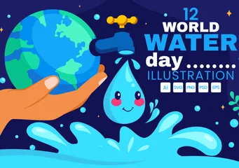 Dia Mundial del Agua Paquete de Ilustraciones