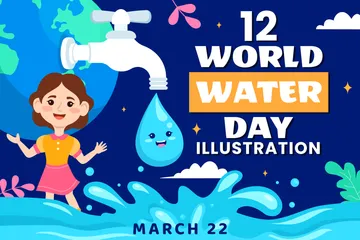 Dia Mundial del Agua Paquete de Ilustraciones
