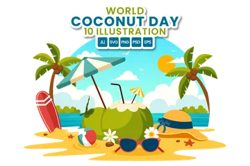 Día Mundial del Coco Illustration Pack