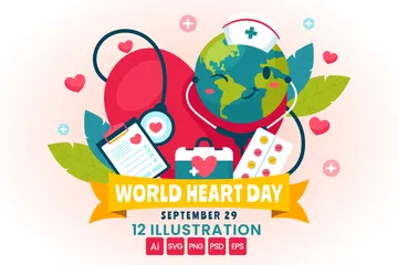 Día Mundial del Corazón Paquete de Ilustraciones