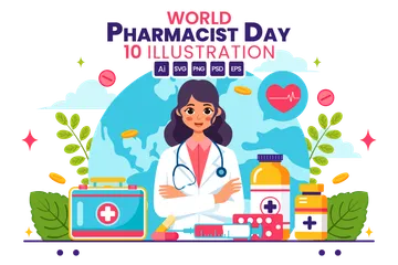 Día Mundial del Farmacéutico Paquete de Ilustraciones