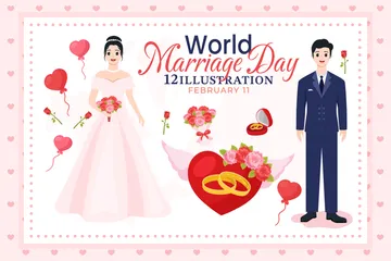 Día Mundial del Matrimonio Paquete de Ilustraciones