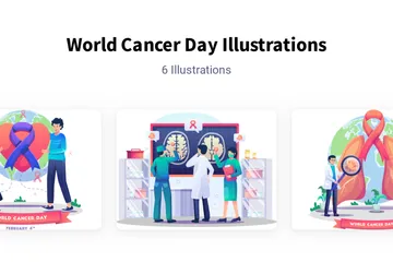 Dia Mundial do Câncer Pacote de Ilustrações