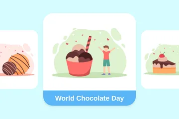 Dia Mundial do Chocolate Pacote de Ilustrações