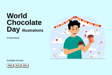 Dia Mundial do Chocolate Pacote de Ilustrações