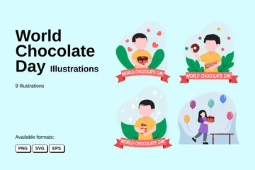 Dia Mundial do Chocolate Pacote de Ilustrações