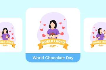 Dia Mundial do Chocolate Pacote de Ilustrações