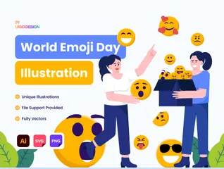 Dia Mundial dos Emojis Pacote de Ilustrações