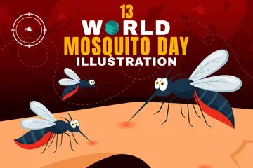 Dia Mundial do Mosquito Pacote de Ilustrações