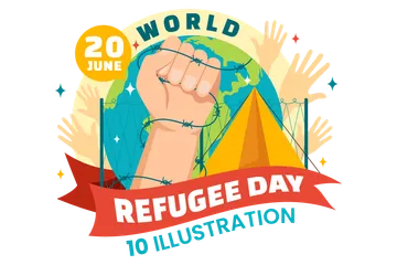 Dia Mundial do Refugiado Pacote de Ilustrações