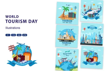 Dia Mundial do Turismo Pacote de Ilustrações