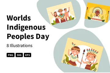 Dia Mundial dos Povos Indígenas Pacote de Ilustrações