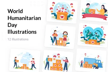 Dia Mundial Humanitário Pacote de Ilustrações