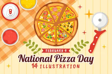 Dia Nacional da Pizza Pacote de Ilustrações