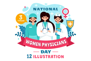 Dia Nacional da Mulher Médica Pacote de Ilustrações