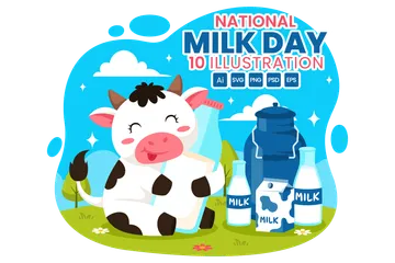 Día Nacional de la Leche Paquete de Ilustraciones