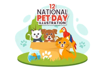 Día Nacional de las Mascotas Paquete de Ilustraciones