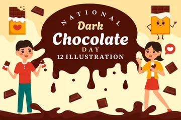 Día Nacional del Chocolate Negro Paquete de Ilustraciones