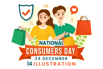 Día Nacional del Consumidor Paquete de Ilustraciones