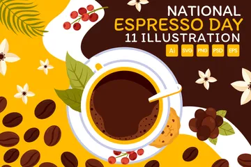 Día Nacional del Espresso Paquete de Ilustraciones