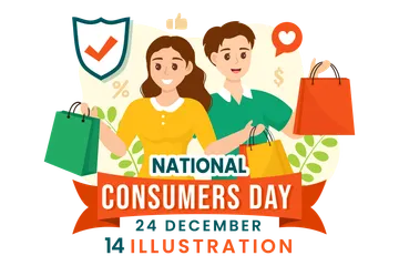 Dia Nacional do Consumidor Pacote de Ilustrações