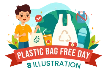 Dia livre de sacolas plásticas Pacote de Ilustrações