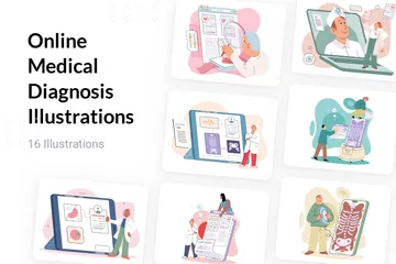 Diagnostic médical en ligne Illustration Pack