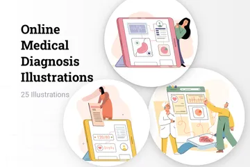 Diagnóstico médico en línea Paquete de Ilustraciones