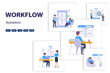 Diagramme de flux de travail Pack d'Illustrations