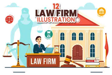 Dienstleistungen einer Anwaltskanzlei Illustrationspack