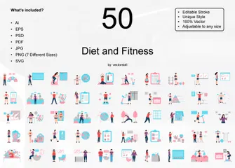 Diet And Fitness Illustration Pack
